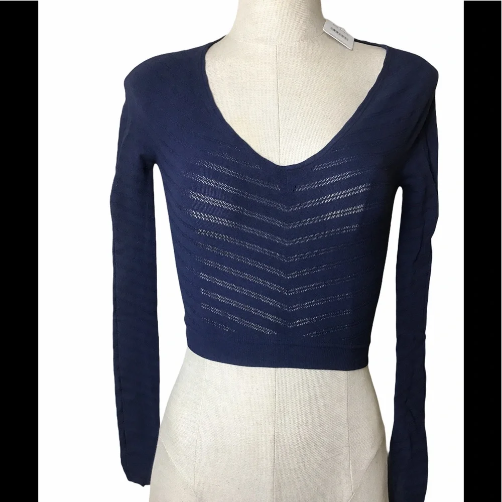 FREE PEOPLE FP Gone Adrift Long Sleeve Eclipse Crop Top